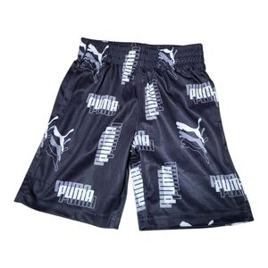 Kids Puma Black Athletic Shorts with Logo Print - Size 4T